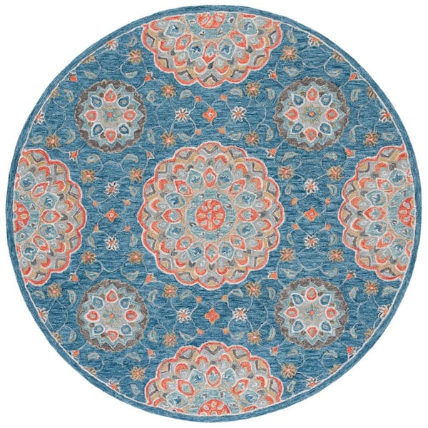 SAFAVIEH Antiquity Collection Handmade Wool Accent Rug - 3' X 5', Blue & Ivory, Traditional Oriental Design For Living Room, Bedroom