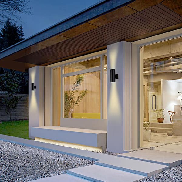 Cedar Hill 11 in. Cylinder Black LED Outdoor Wall Sconce 106002