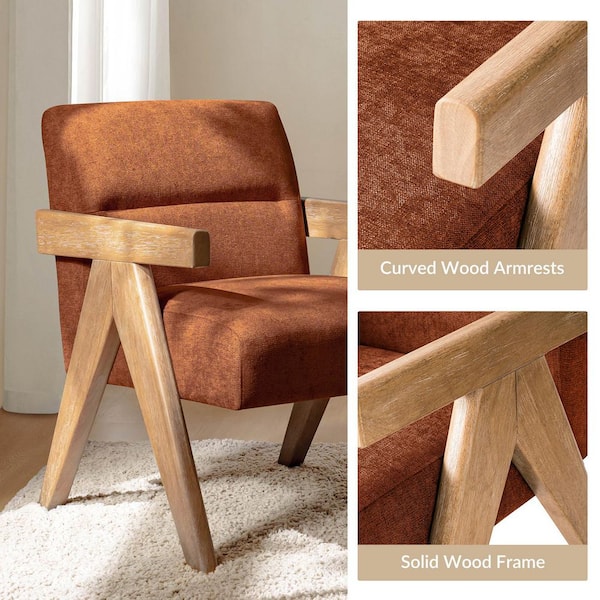 JAYDEN CREATION Odemaris Rust Polyester Arm Chair Set of 2 with