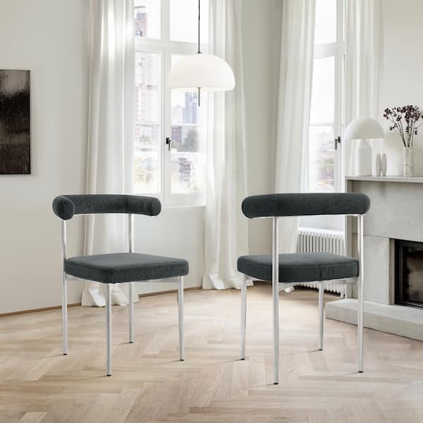 Armen Living Shannon Charcoal Fabric Armless Dining Chair Set of 2