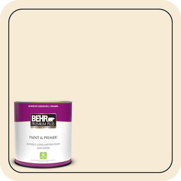 BEHR PREMIUM PLUS 1 qt. #ICC-10 Vanilla Cream Eggshell Enamel Low Odor Interior Paint & Primer