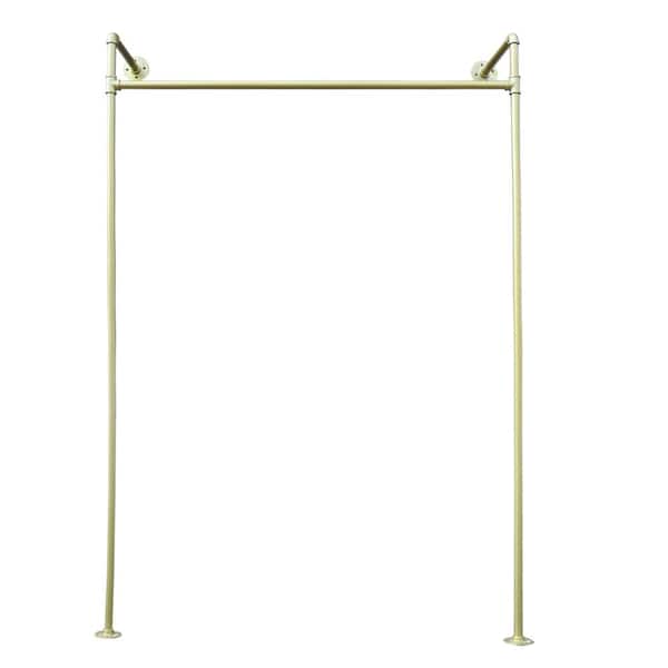 YIYIBYUS Gold Iron Clothes Rack Hanging Rod Pipe Wall Mounted Garment Rack 47.2 in. W x 66.9 in. H