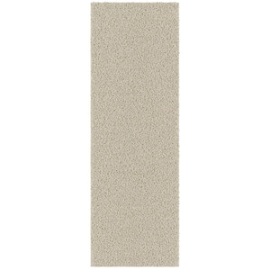 Mirage Collection Non-Slip Rubberback Solid Soft Cream 2 ft. x 6 ft. Indoor Runner Rug