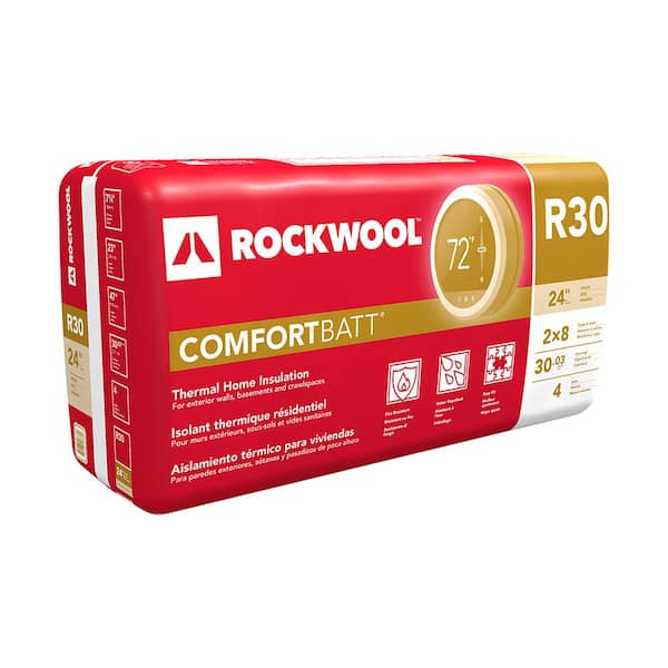 Rockwool ComfortBatt R30 7-1/4"x23"x47" Unfaced Batt - Stone Wool Insulation 30.7 Sq Ft per Bag RXCB3023