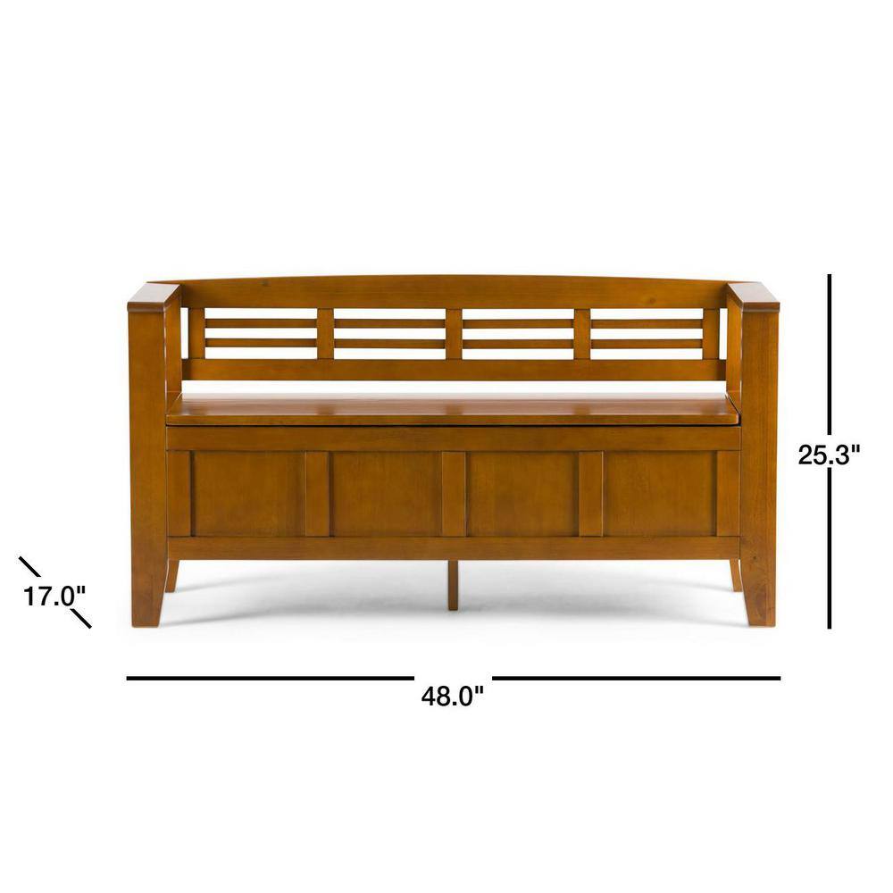 Avalon Light Brown Solid Pine Wood Entryway Storage Bench with Backrest