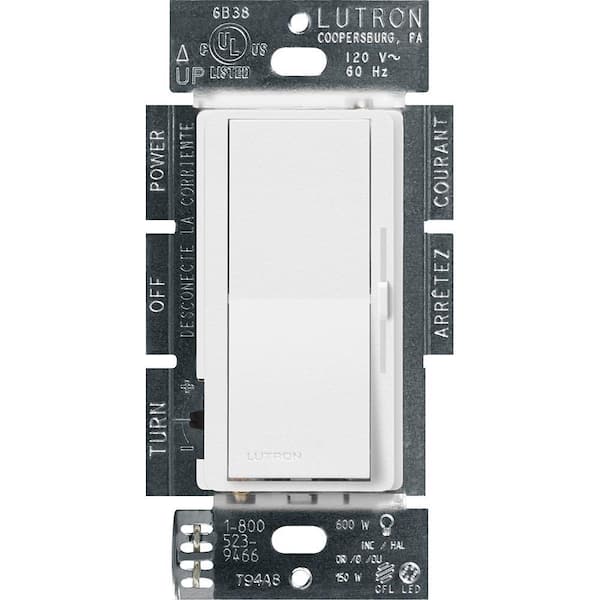 Lutron Diva LED+ Dimmer Switch for Dimmable LED, Halogen and Incandescent Bulbs, Single-Pole or 3-Way, Snow