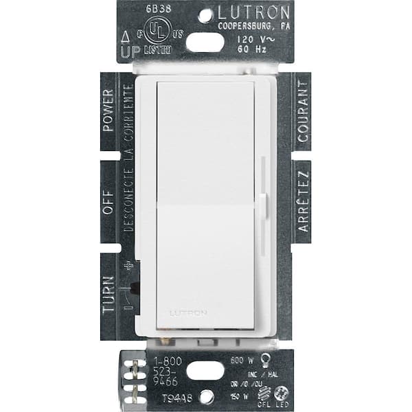 Lutron Diva LED+ Dimmer Switch for Dimmable LED, Halogen and Incandescent Bulbs, Single-Pole or 3-Way, Snow (DVSCCL-153P-SW)