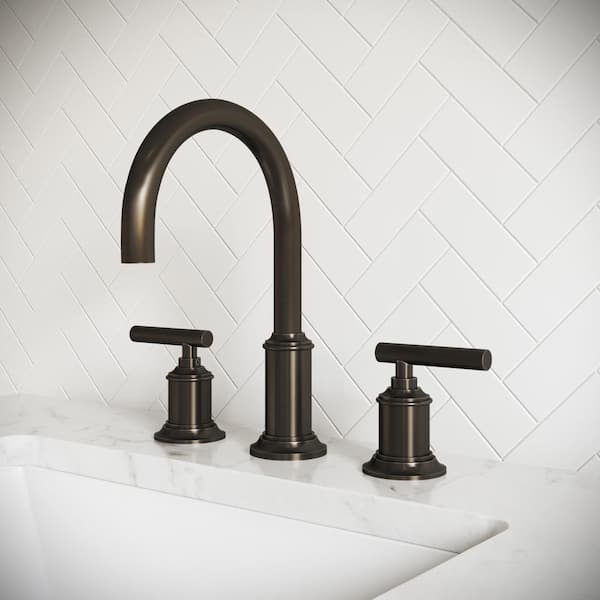 8 In. Widespread 2-Handle Modern Gooseneck Bathroom Faucet with Pop-Up Drain in Oli Rubbed Bronze