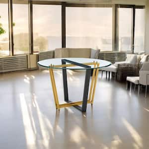 Gold Glass 48 in. Sled Dining Table Seats 4