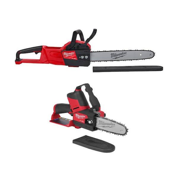 Milwaukee M18 FUEL 18V Lithium Ion Brushless Battery 16 in. Chainsaw M12 FUEL HATCHET Tool Only 2 Tool