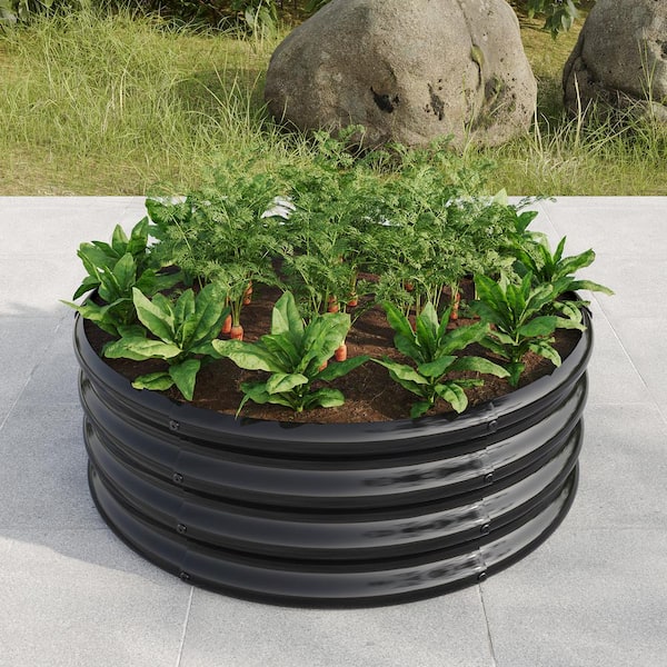 Runesay 32 in. Metal Round Raised Garedn Bed for Vegetables Raised Planter  Box Planter Raised Beds Flowers Herbs Fruits in Black ARTI-PKST - The Home  Depot