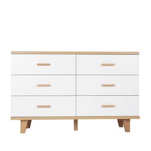 6-Drawer Rosewood and White Storage Dresser Bedroom Organzier (47.24 in. W x 15.75 in. D x 30.20 in. H)