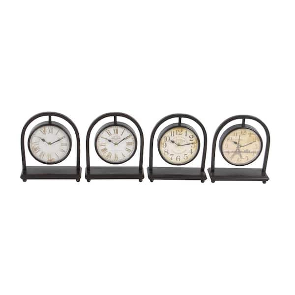 Litton Lane Black Vintage Vintage Clock, Set of 4 11 in.H, 9 in.W