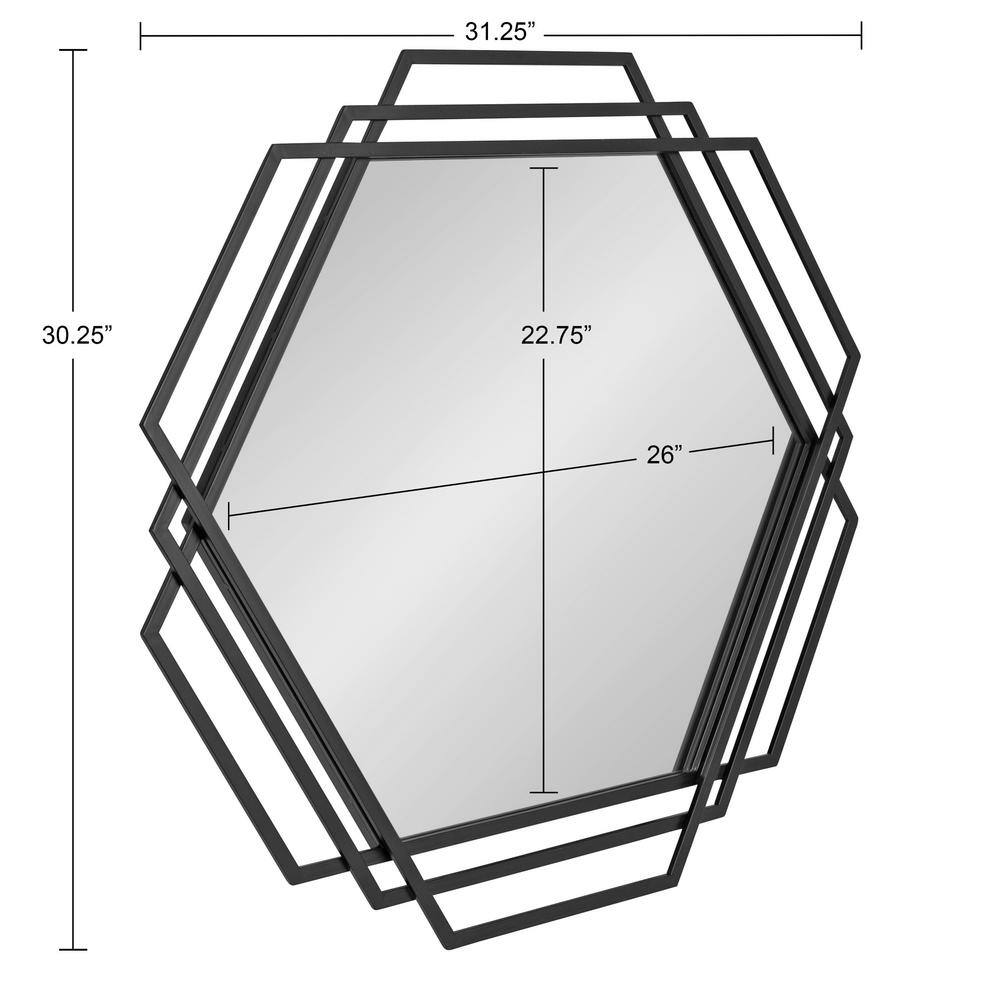 Kona 32x31 Black Iron Hexagon Bathroom Vanity Mirror