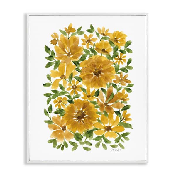Stupell Industries Scattered Sunflower Blooms by Yvette St. Amant White Framed Nature Giclee Art Print 20 in. x 16 in.