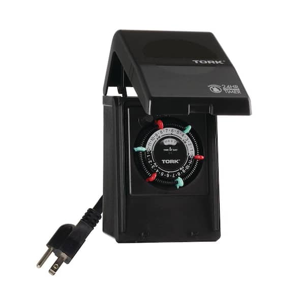 15 Amp 24-Hour Indoor/Outdoor Plug-in Heavy Duty Mechanical Timer with 2-Grounded Outlets in Black