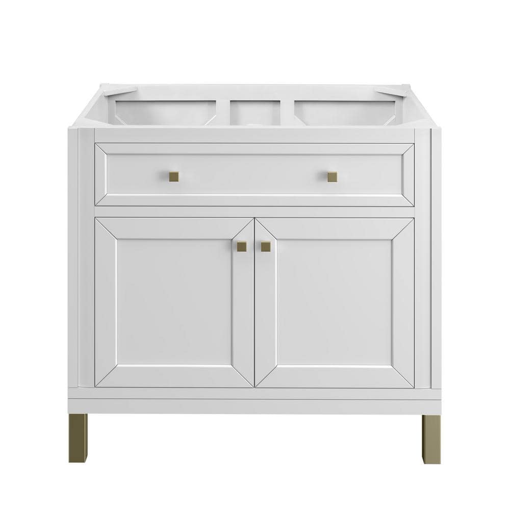 James Martin Vanities Chicago 36.0 in. W x 23.5 in. D x 32.8 in. H Single Bath Vanity Cabinet without Top in Glossy White -  305-V36-GW