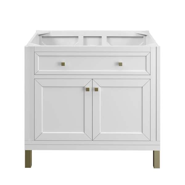 James Martin Vanities Chicago 36.0 in. W x 23.5 in. D x 32.8 in. H Single Bath Vanity Cabinet without Top in Glossy White