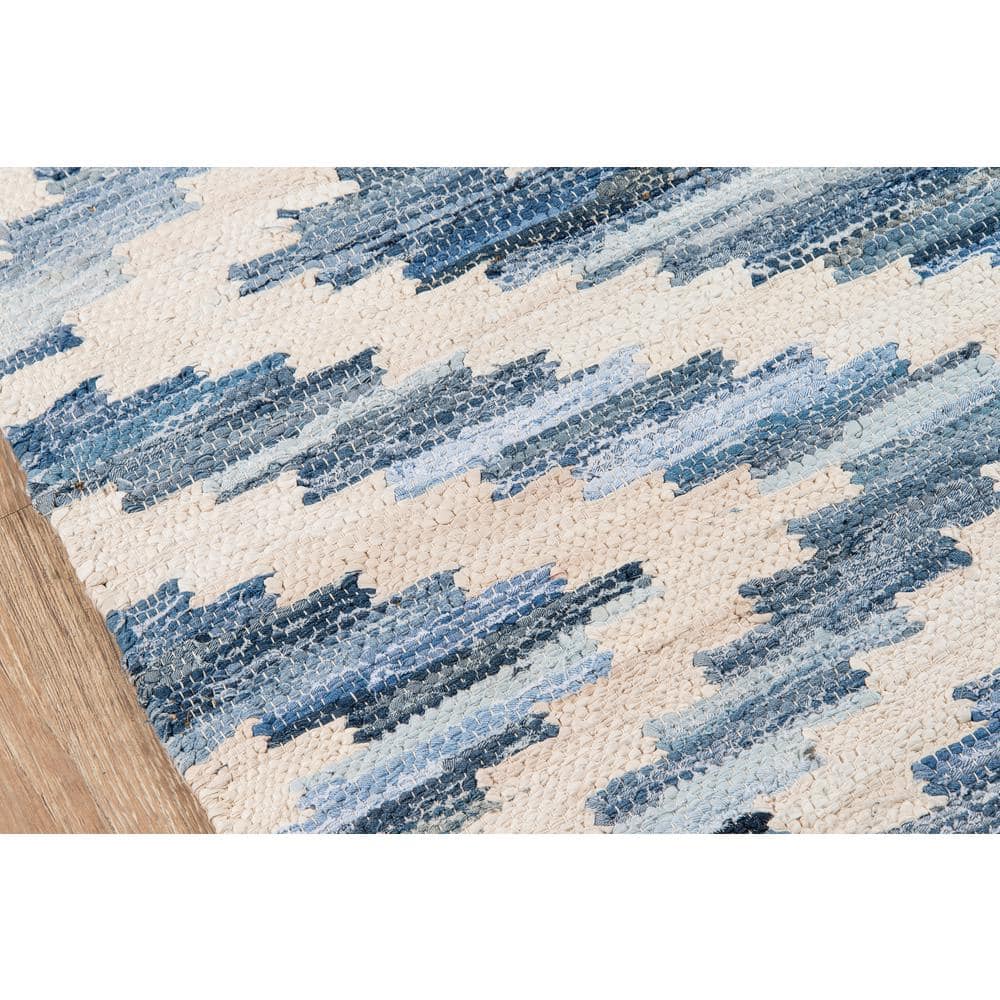 Handwoven Geometric Blue Cotton Area Rug 2' x 3'
