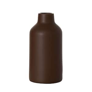 12 in. Large Matte Brown Bottle Vase, Ceramic