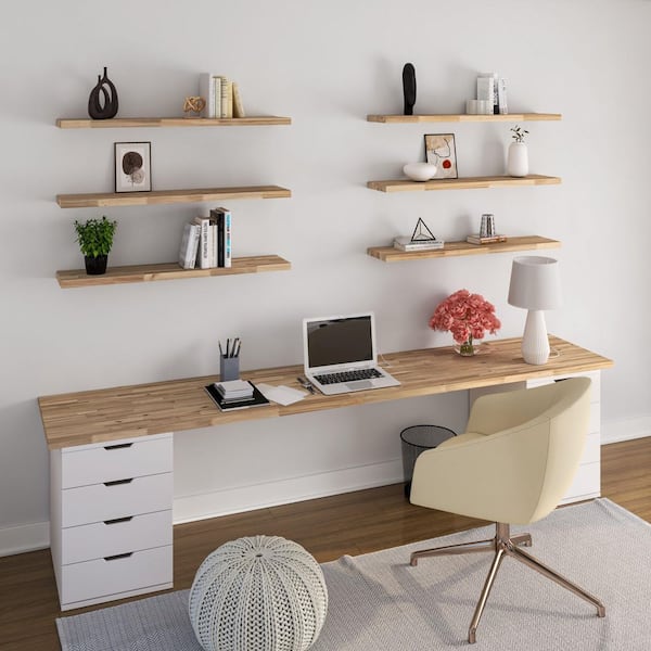 Bme Hevea Solid Wood Butcher Block Countertop, Unfinished Butcher Block Table Top For DIY Washer Dryer/Island/Kitchen Countertop, 8ft L X 25"W, 1.5in Thick In | Whizz Table Tops