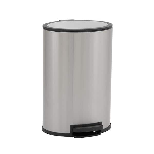 HOUSEHOLD ESSENTIALS 40 l/10.5 Gal. Oval Stainless Steel Trash Can Fingerprint Resistant with Step