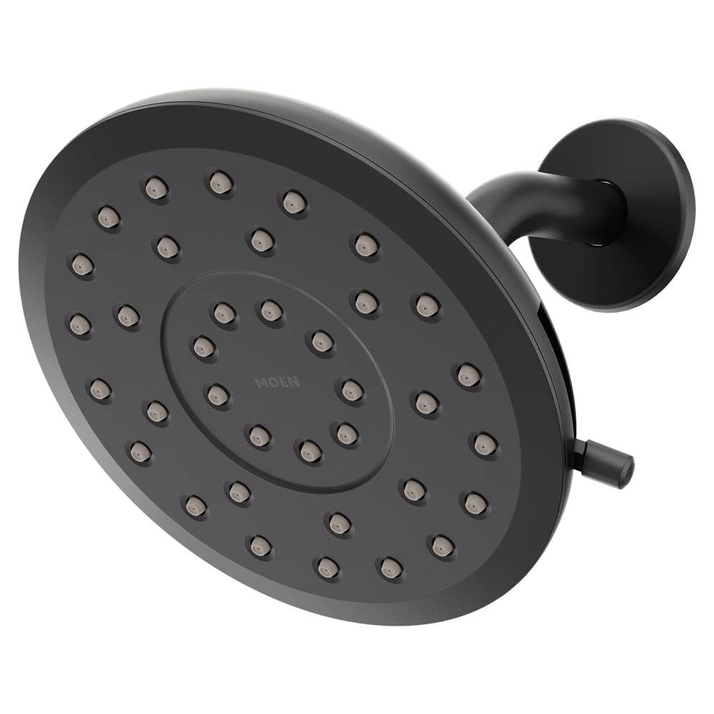 Matte Black Large Round Rain Shower Head with 8-Spray Settings