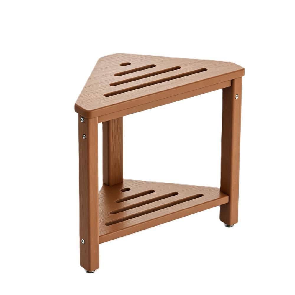 15 in. W HDPE Shower Foot Rest in Brown, Corner Shower Stool for Shaving Legs with Storage Shelf, Corner Shower Bench price history on PriceWatchPro
