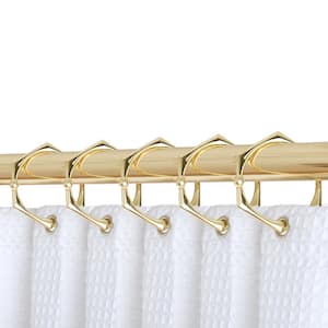 Rustproof Zinc Shower Curtain Hook Rings for Bathroom in Gold (12-Set)