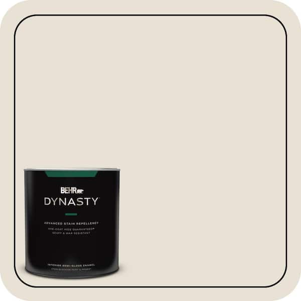 BEHR DYNASTY 1 qt. #MQ3-13 Crisp Linen One-Coat Hide Semi-Gloss Enamel Interior Stain-Blocking Paint & Primer