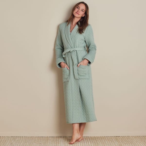 The Company Store Company Cotton Air Layer Women's Large Light Green Cotton Robe