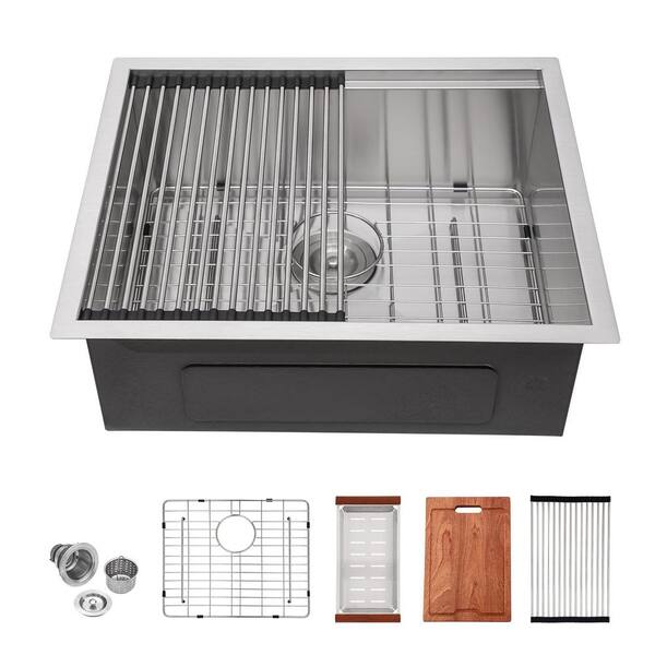 Sarlai 16-Gauge Stainless Steel 23-Inch Undermount Workstation Sink with Accessories
