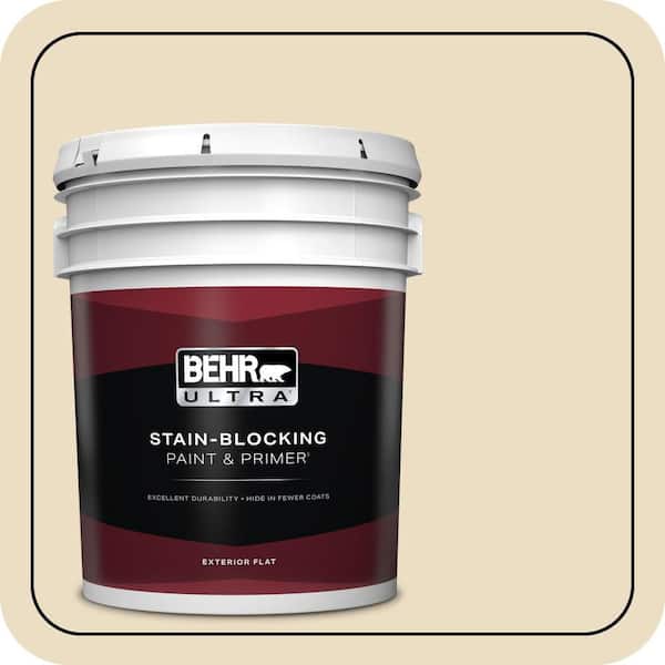 BEHR ULTRA 5 gal. #22 Navajo White Flat Exterior Paint & Primer