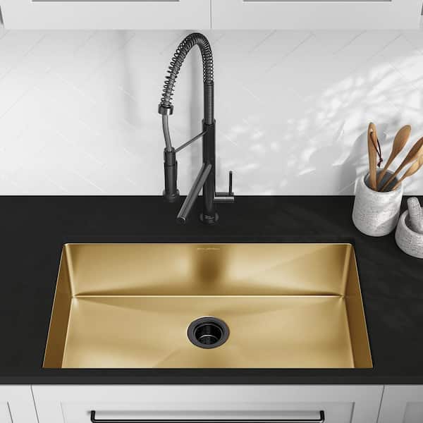 Swiss Madison Rivage Gold Stainless Steel 32 in. Single Bowl Undermount Kitchen Sink