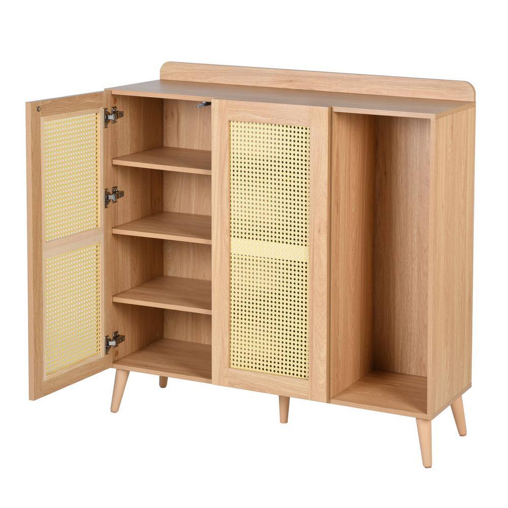 Farmhouse Oak 43.3'' Accent Cabinet with Faux Rattan Doors