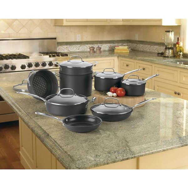 Cuisinart Chef's Classic Hard Anodized 14 Piece Black Cookware Set with Lids