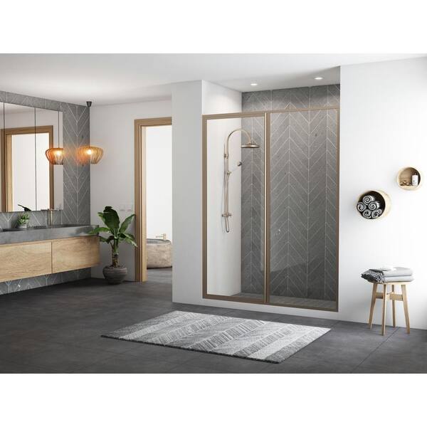 Coastal Shower Doors Legend 40.5 in. to 42 in. x 69 in. Framed Hinged Shower Door with Inline Panel in Brushed Nickel with Clear Glass