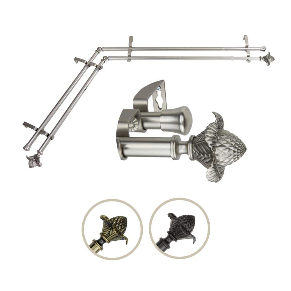 48 in. - 84 in. Adjustable 3/4 in. Double Corner Window Curtain Rod in Sati