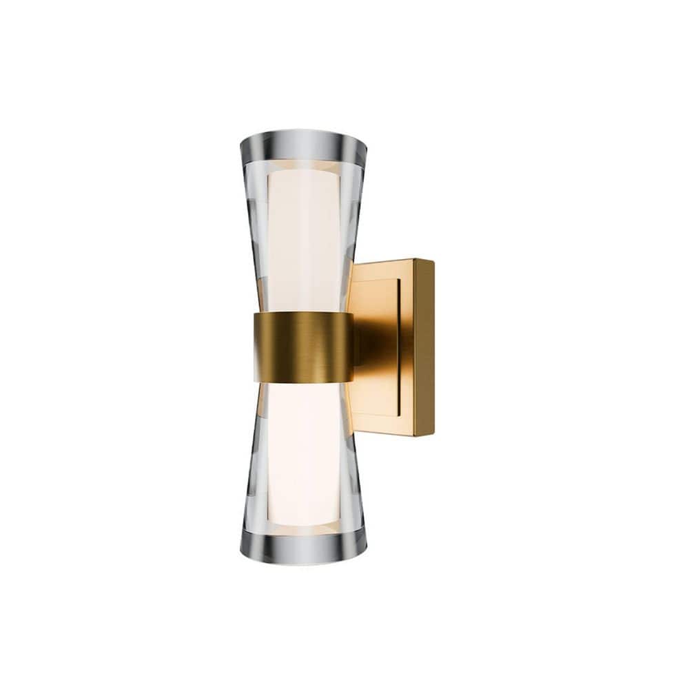 Hourglass 10 in. 1-Light Aged Brass Integrated LED Wall Sconce Selectable 4CCT 2700K-3000K-3500K-4000K price history on PriceWatchPro