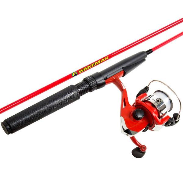 Wakeman Outdoors Spawn Series Spinning Combo and Tackle Set in Fire Red