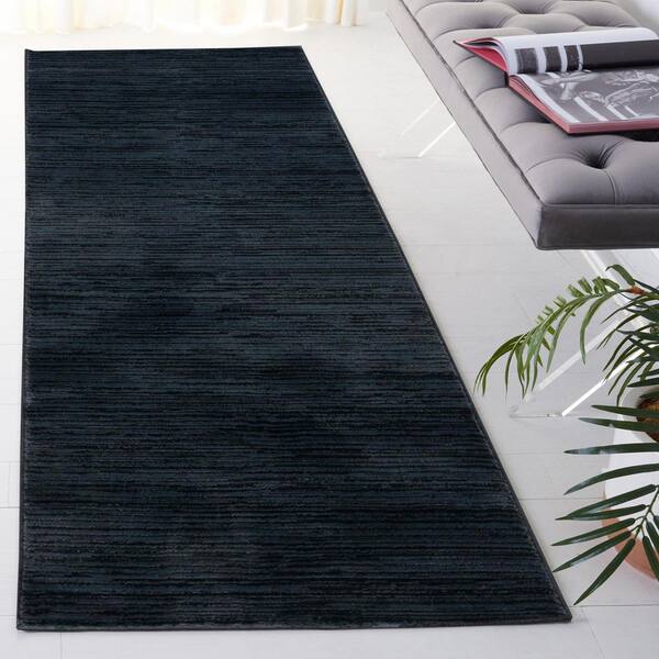 Vision 2 ft. x 10 ft. Black Solid Marle Runner Rug