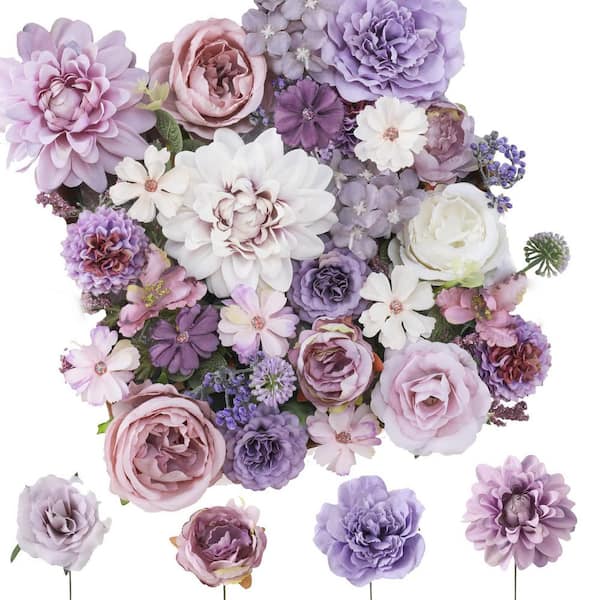 Unbranded Artificial Purple Flower Combo with Stems for DIY Wedding Bouquets and Home Decor Arrangements 2.00 in.