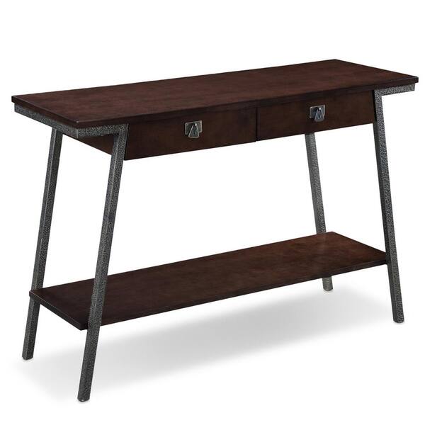 Leick Home Empiria 45 in. Deep Walnut/Gray Standard Rectangle Wood Console Table with Drawers