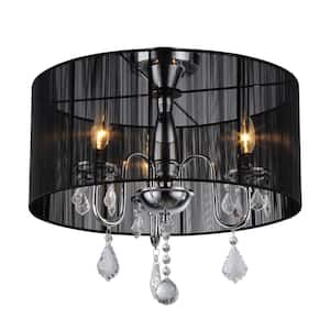 Victoria 3-Light Chrome Crystal Chandelier with Shade