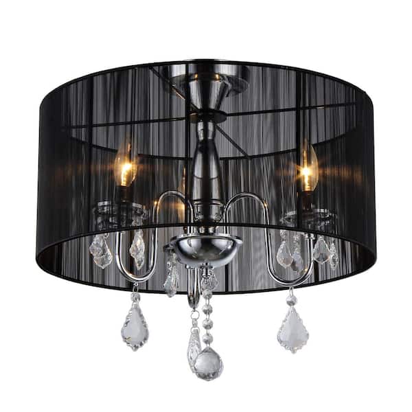 Warehouse of Tiffany Victoria 3-Light Chrome Crystal Chandelier with Shade
