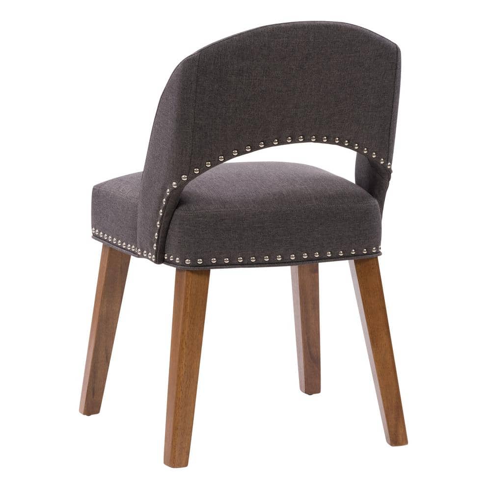 Tiffany Dark Gray Upholstered Side Chair with Wood Legs