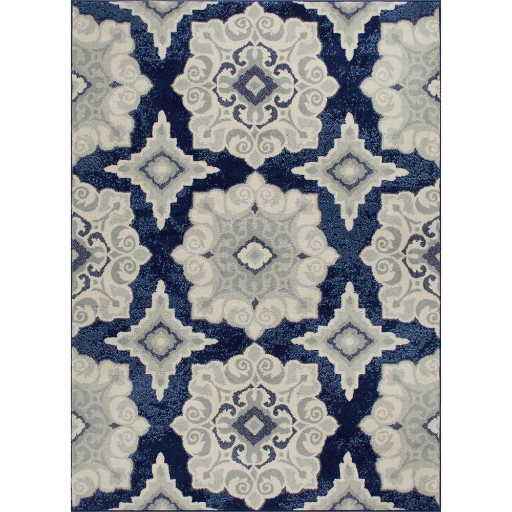 Home Dynamix Tremont Navy Blue/Ivory 8 ft. x 10 ft. Indoor Area Rug 1N