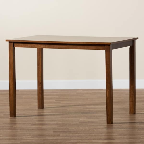 Baxton Studio Eveline Walnut Brown Wood 43 in. 4 Legs Dining Table