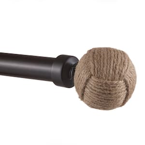 Rope Knot 36 in. - 72 in. Adjustable 1 in. Single Curtain Rod Kit in Matte Bronze with Finial