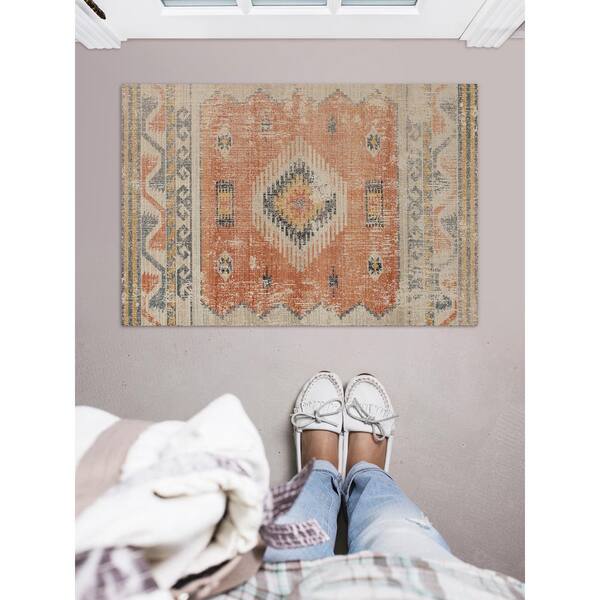 Linon Home Decor Puissant Zero Barlow Ivory and Rust 2 ft. x